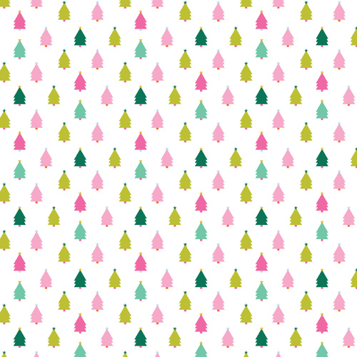 Deck the Halls DV6927 White Little Christmas Trees Quilting Fabric 