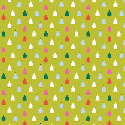 Deck the Halls DV6928 Green Little Christmas Trees Quilting Fabric 