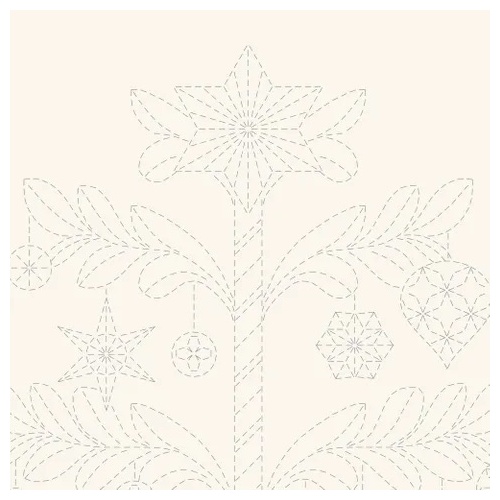 Sashiko Tree Natural Panel DVC1004 Christmas Fabric 27" × 35½" (69 × 90cm) Panel