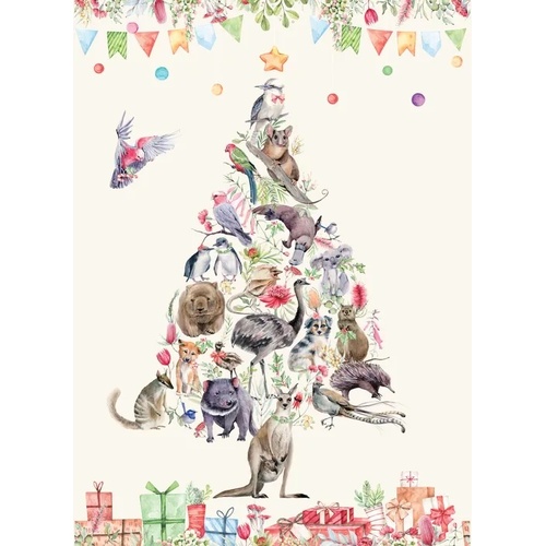 Bush Celebration Panel Linen DVC1219 (39 x 54" / 100 x 137cm) Christmas Fabric Panel