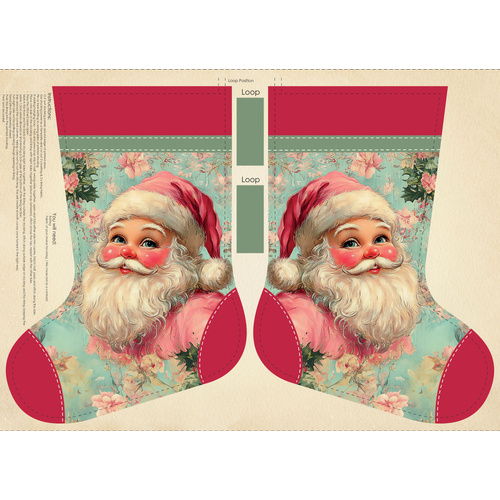 Vintage Santa Christmas Stocking DVC1223 Panel 