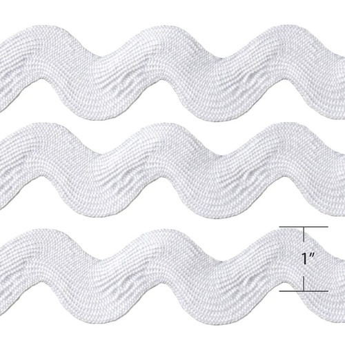 Ric Rac 1" White (Approx. 25mm) - Sold per metre