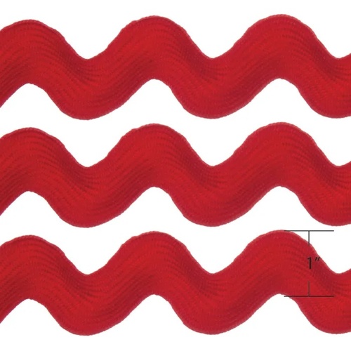 Ric Rac 1" Red (Approx. 25mm) - Sold per metre
