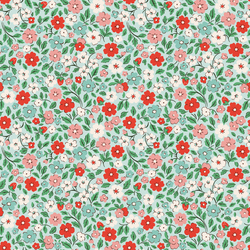 Farmhouse Fancy Country Flowers Teal FH25952 Quilting Fabric 