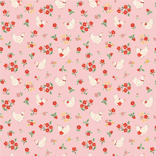 Farmhouse Fancy Spring Chicken Pink FH25959 Quilting Fabric 
