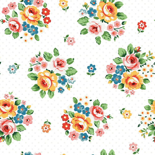 Flower Market Market Bouquet White FM25404 Quilting Fabric 