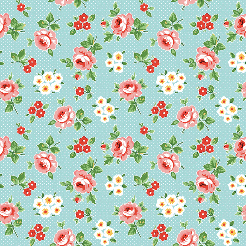 Flower Market  Hand Picked Blue FM25407 Quilting Fabric 
