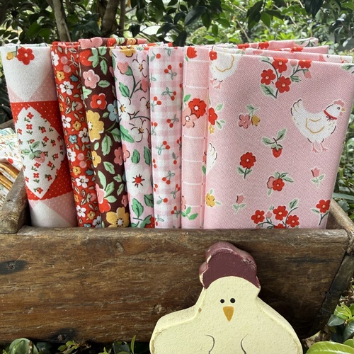 Farmhouse Fancy Red Pink 7 Piece FAT QUARTER Special Bundle LAST ONE