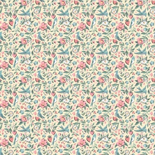 Granny's Sewing Room Bluebirds & Berries Yellow GS25901 Patchwork Fabric 
