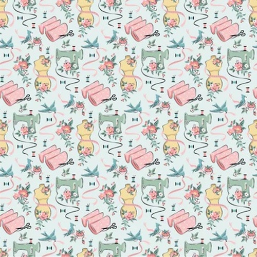 Granny's Sewing Room Bluebirds & Berries Blue GS25902 Patchwork Fabric 