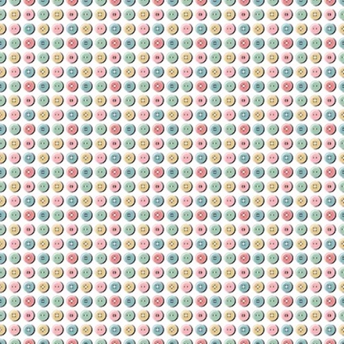 Granny's Sewing Room Button Collection White GS25907 Patchwork Fabric 