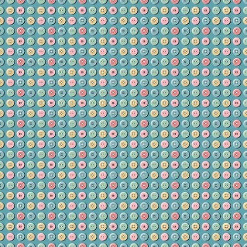 Granny's Sewing Room Button Collection Blue GS25908 Patchwork Fabric 