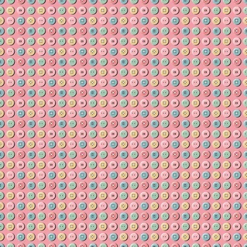 Granny's Sewing Room Button Collection Pink GS25909 Patchwork Fabric 