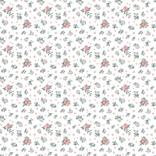Granny's Sewing Room Hearts & Posies White GS25916 Patchwork Fabric 