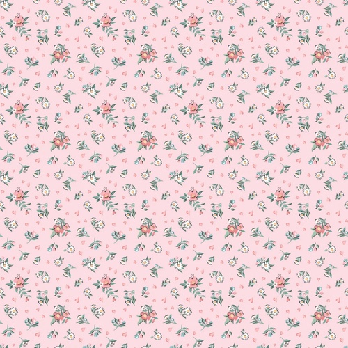 Granny's Sewing Room Hearts & Posies Pink GS25918 Patchwork Fabric 