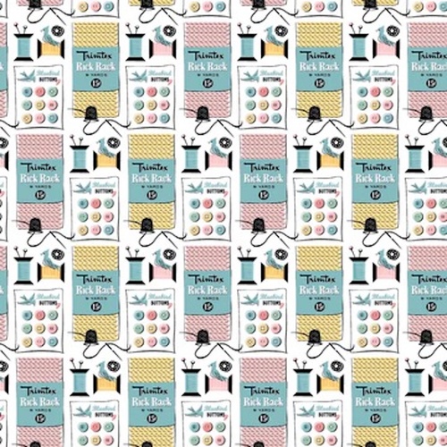 Granny's Sewing Room Sewing Notions White GS25922 Patchwork Fabric 