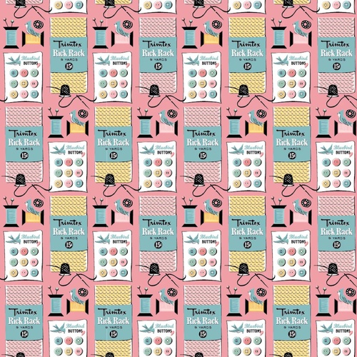Granny's Sewing Room Sewing Notions Pink GS25923 Patchwork Fabric 