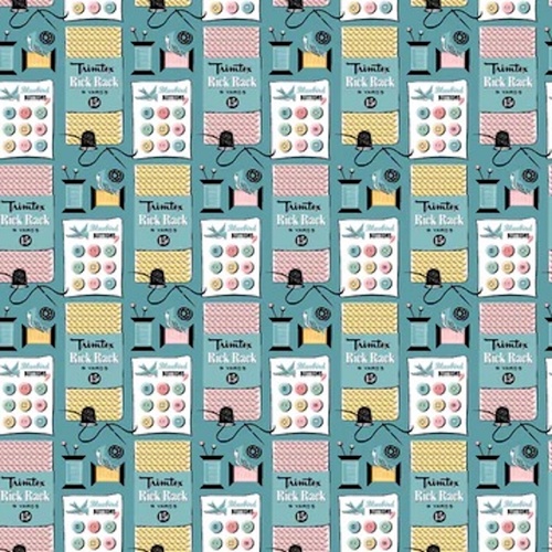 Granny's Sewing Room Sewing Notions Blue GS25924 Patchwork Fabric 