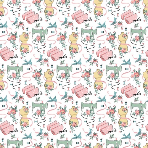 Granny's Sewing Room Sewing Room White GS25925 Patchwork Fabric 