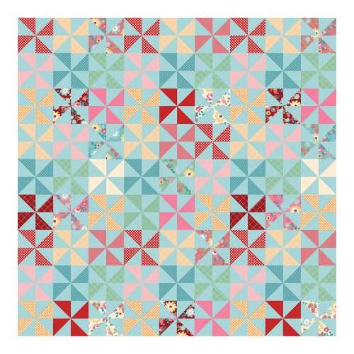 Hopscotch and Freckles Pinwheels Blue HF21908 Quilting Fabric