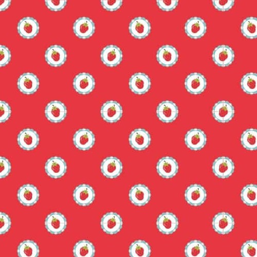 Hopscotch and Freckles Vintage Strawberries Red HF21913 Quilting Fabric