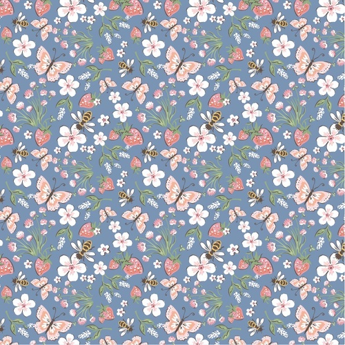 Homegrown Preserves Honeybee Meadow Blue HG26801 Quilting Fabric