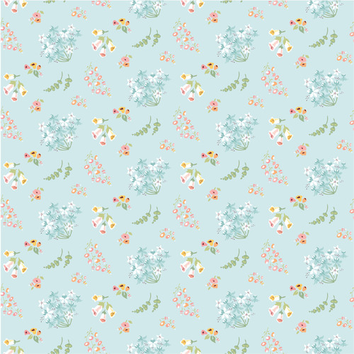 Hollyhock Lane Bloom Teal HL23800 Quilting Fabric