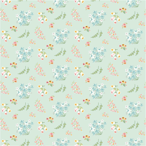 Hollyhock Lane Bloom Mint HL23803 Quilting Fabric