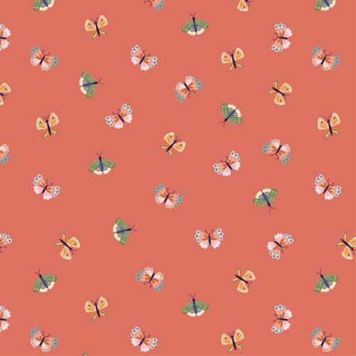 Hide & Seek Butterflies Coral HS23403 Patchwork Fabric