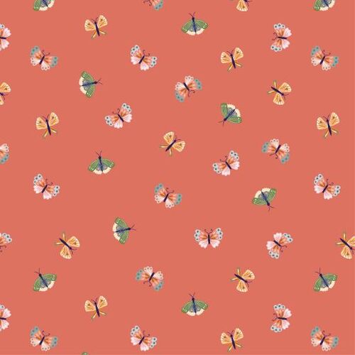 Hide & Seek Butterflies Coral HS23404 Patchwork Fabric