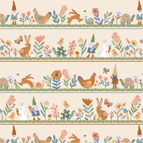 Hide & Seek Honey I'm Gnome Natural HS23408 Patchwork Fabric