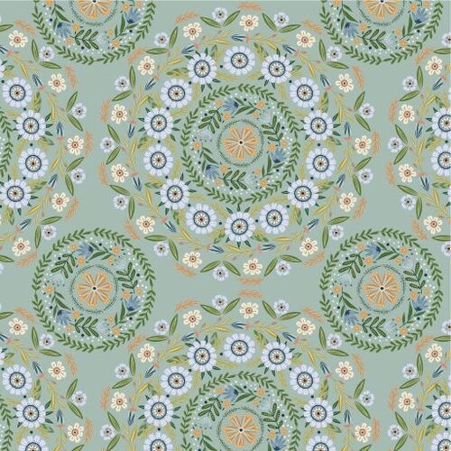 Hide & Seek Round-A-Bout Green HS23419 Patchwork Fabric