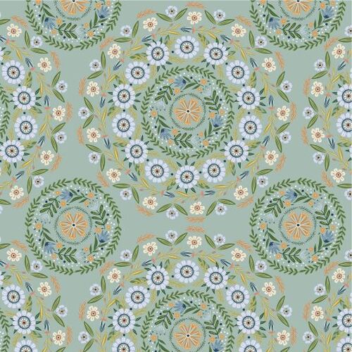 Hide & Seek Round-A-Bout Green HS23419 Patchwork Fabric