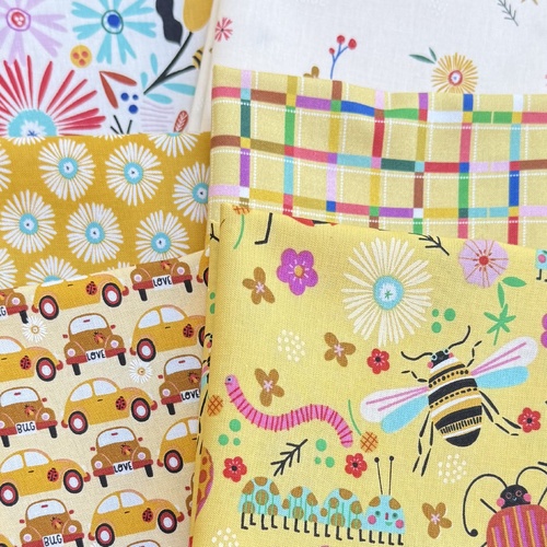 Hey Love Bug Natural Yellow 6 Piece FAT QUARTER Special Bundle LAST ONES
