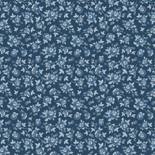 Lakeland Blues Elegant Rose Dark LB25803 Quilting Fabric