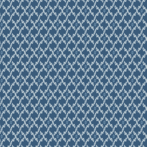 Lakeland Blues Leafy Diamonds Dark LB25809 Quilting Fabric