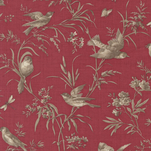Joie De Vivre Moineau Florals Birds Rouge 13983 14 Quilting Fabric 
