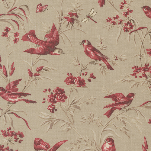 Joie De Vivre Moineau Florals Birds Roche 13983 16 Quilting Fabric 