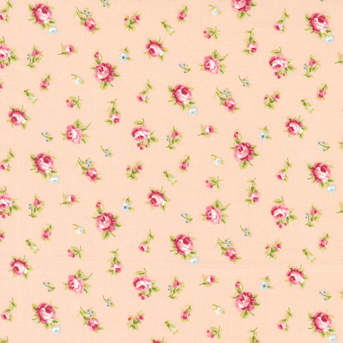 Ellie Coral Tossed Sm Floral Roses 18761 16 Quilt Fabric