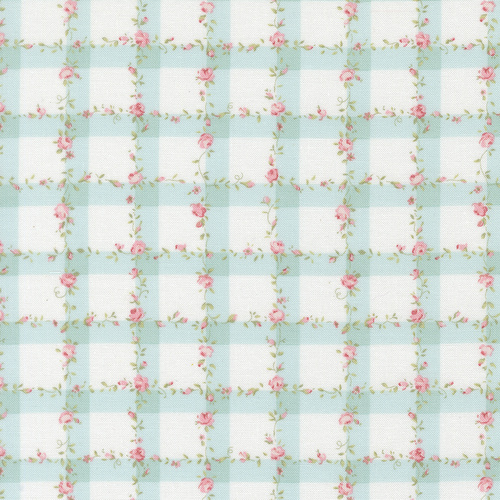 Abide Light Blue 18793 24 Floral Plaid Gingham Checks & Flowers Vines Patchwork Fabric