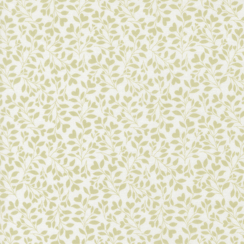 Abide Linen White Light Green 18794 25 Hearts & Leaves Blenders Patchwork Fabric