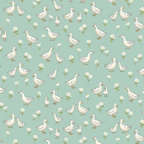 Little Ones M190T Ducks Teal Patchwork Fabric