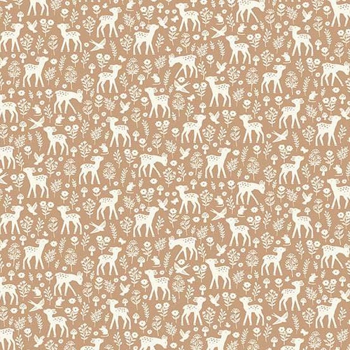 Little Ones M193V Deer Brown Patchwork Fabric