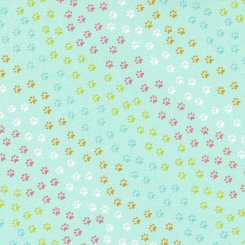 Here Kitty Kitty Aqua 20835 19 Paw Print Quilting Fabric 