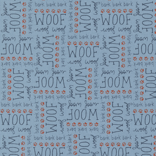 Dog Daze Blue Woof 20843 16 Quilting Fabric 