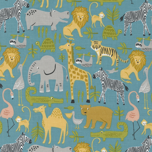 Noahs Ark Animal Parade Sea 20870 18 Quilting Fabric