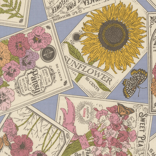 My Secret Garden Seeds of Love Florals Seed Packets Butterfly Nature Sunflower 20981 22 Quilting Fabric