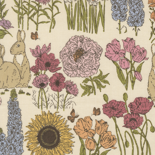 My Secret Garden Garden Bunnies Landscape & Nature Cloud 20982 11 Quilting Fabric