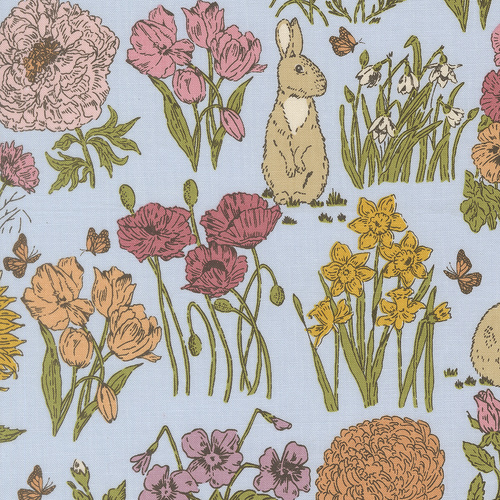 My Secret Garden Garden Bunnies Landscape & Nature Sky 20982 20 Quilting Fabric