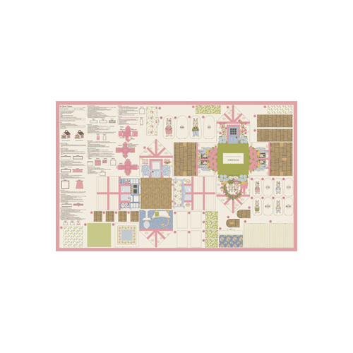 My Secret Garden Garden Bunny Cottage Panel 36" x 60" Panels Cut &  Sew Panel Cloud 20989 11 Fabric Panel